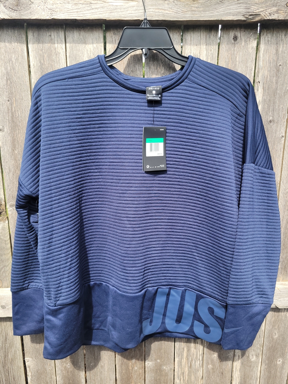 Nike Women's Navy Crewneck Sweatshirt - Just Do It Graphic